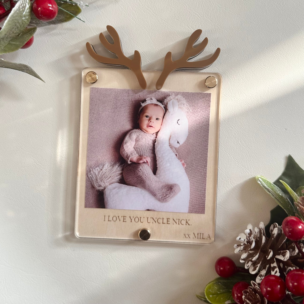 Personalised Reindeer antler  picture magnet // Photo magnet