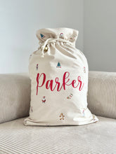 Load image into Gallery viewer, Personalised santa sack // Christmas icons melody
