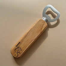 Load image into Gallery viewer, Engraved Beer Bottle Opener // Personalised with Initials // Wooden handle
