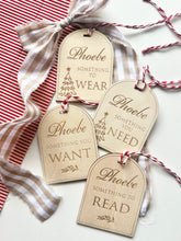 Load image into Gallery viewer, Want, Need, Read, Wear Gift tags // Personalised Christmas gift tags
