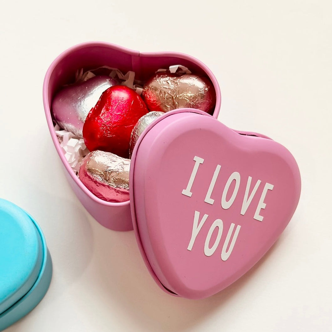 Personalised Heart Tins with Milk Chocolates