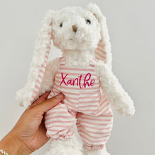 Load image into Gallery viewer, Personalised Easter Plush toy //PINK overalls // Personalised Easter Gift
