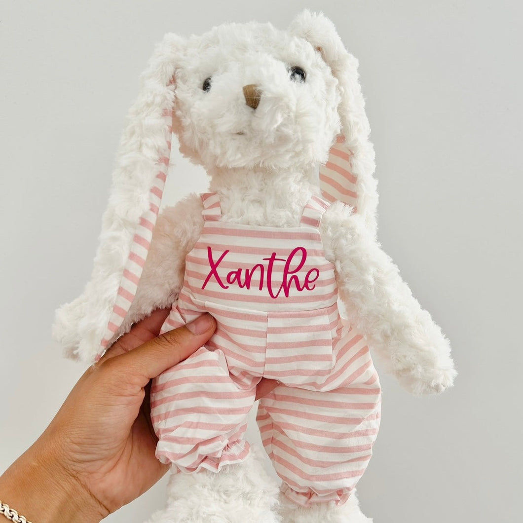 Personalised Easter Plush toy //PINK overalls // Personalised Easter Gift