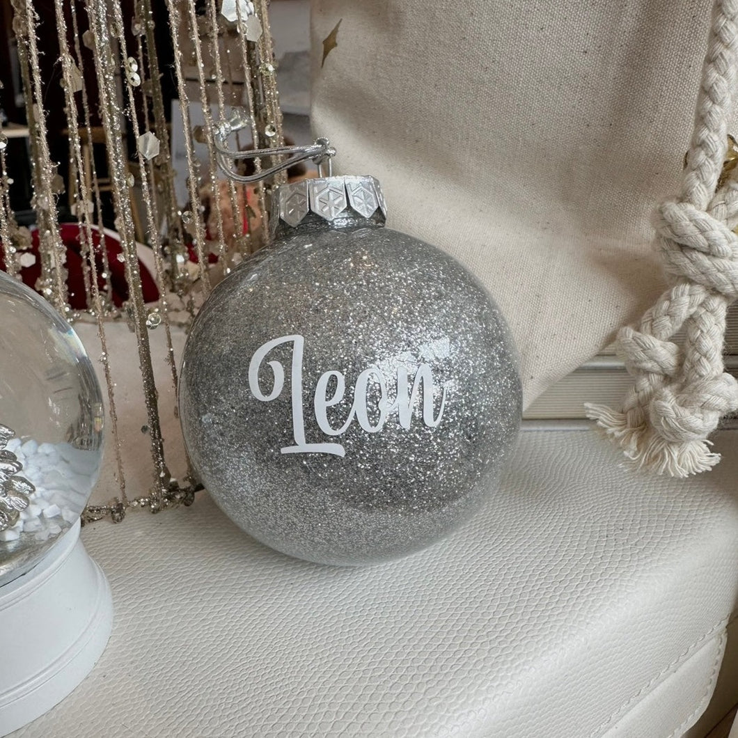 Silver Glitter Bauble