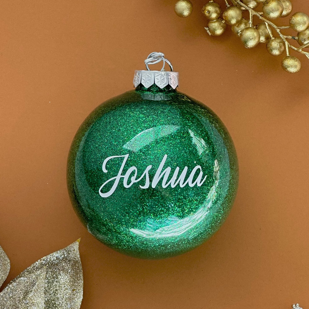 Personalised Glitter Bauble /  Emerald Green