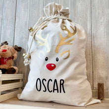 Load image into Gallery viewer, Personalised Christmas Santa Sack // Rudolph Christmas Santa Sack
