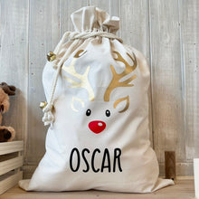 Load image into Gallery viewer, Personalised Christmas Santa Sack // Rudolph Christmas Santa Sack
