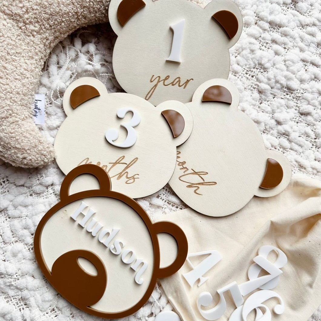 Bear Baby Milestone Set // Personalised