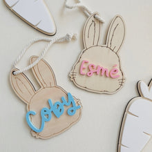 Load image into Gallery viewer, Personalised Easter Gift Tag // Wooden and Acrylic bunny tag // Personalised
