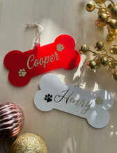 Load image into Gallery viewer, Bone Ornament // Personalised // Acrylic Dog Christmas Ornament
