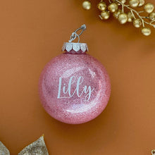 Load image into Gallery viewer, Personalised Light Pink Glitter Bauble
