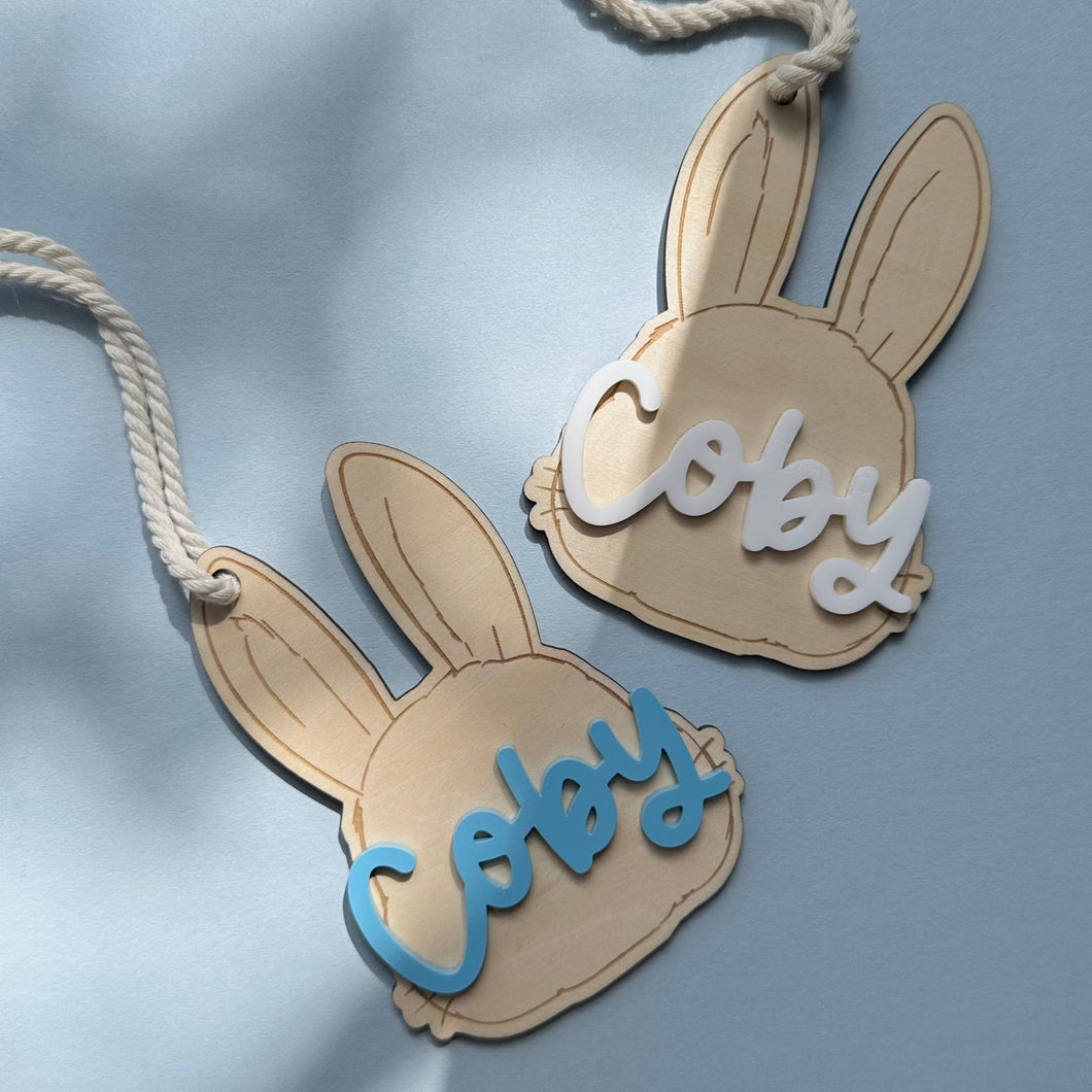 Personalised Easter Gift Tag // Wooden and Acrylic bunny tag // Personalised