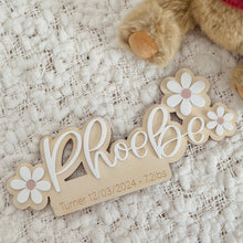 Load image into Gallery viewer, Flower announcement Plaque // Birth detail announcement plaque // Personalised
