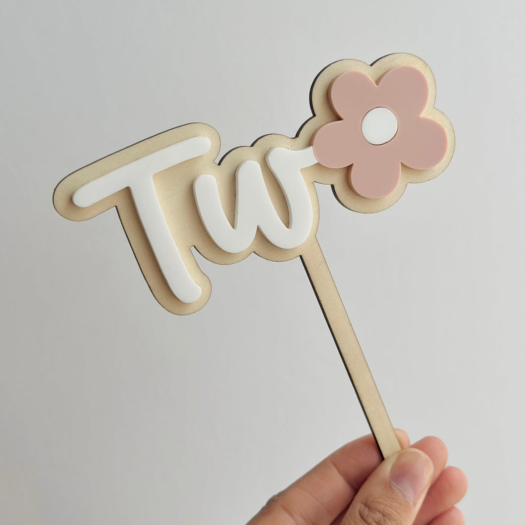 Flower Cake Topper // age Two cake topper