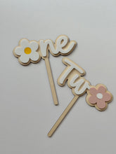 Load image into Gallery viewer, Flower Cake Topper // age Two cake topper
