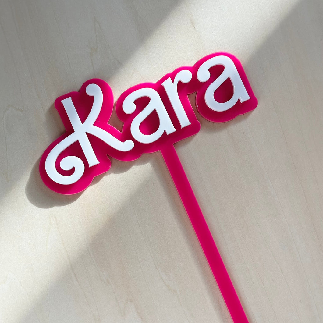 Personalised Pink & White Cake Topper