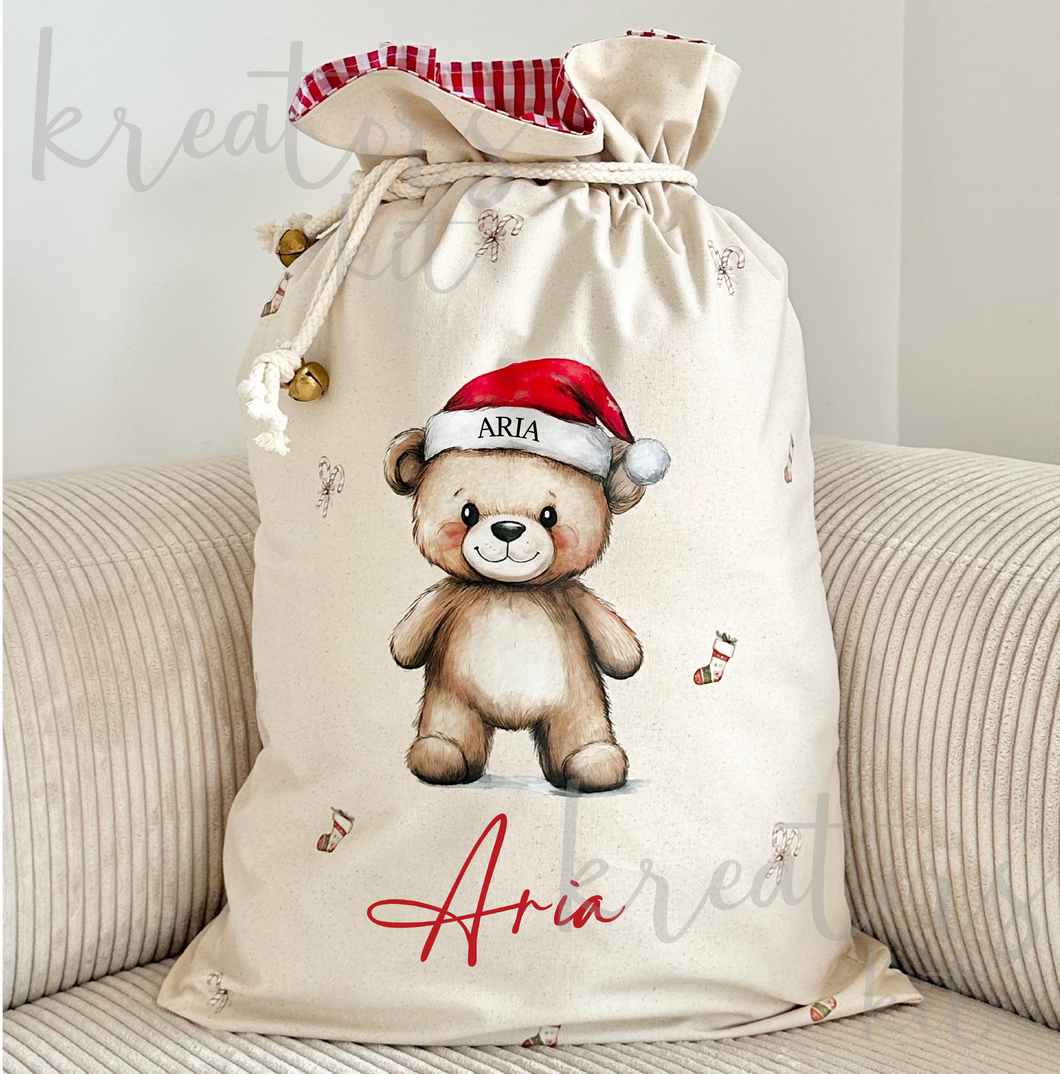 Personalised christmas sack // Christmas brown bear