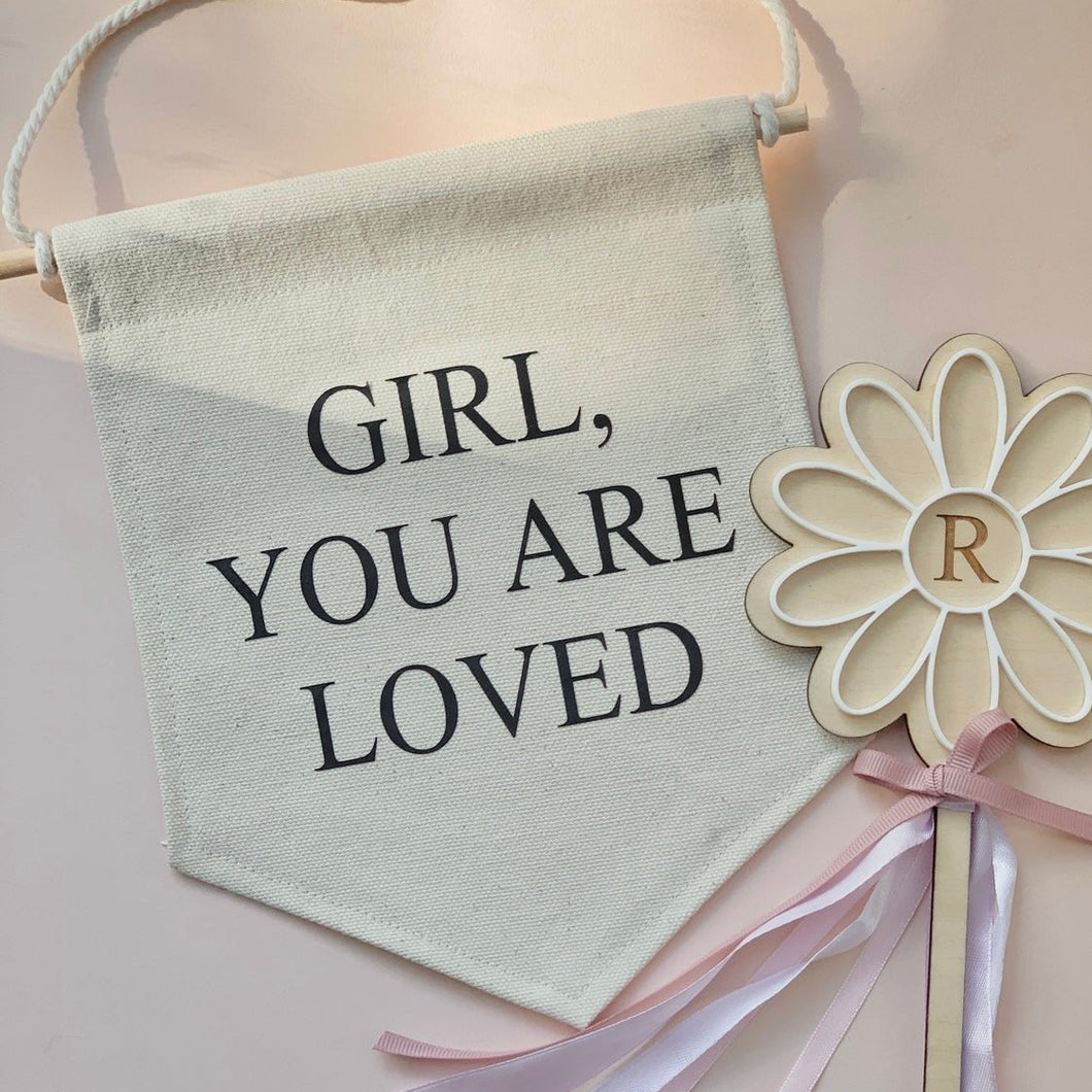 GIRL/BOY, YOU ARE LOVED /  Wall Flag / Kids room decor