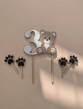 Load image into Gallery viewer, Bear paw print Cupcake picks // Birthday decorations
