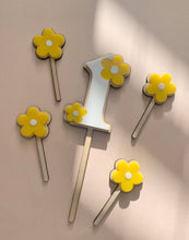 Load image into Gallery viewer, Flower Cupcake picks // Birthday decorations // Yellow flowers
