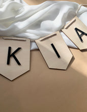 Load image into Gallery viewer, Customisable Banner //Wood &amp; Acrylic // Kids Decor //Name Bunting
