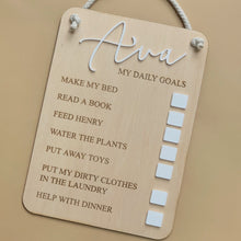 Load image into Gallery viewer, Daily Goals Checklist Board // Customisable // Kids Decor
