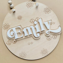 Load image into Gallery viewer, GROOVY themed wall hanger // Personalised // Wooden &amp; Acrylic decor
