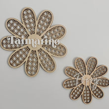 Load image into Gallery viewer, Rattan Daisy Name PLAQUE // Wooden + Acrylic // Kids Decor
