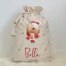 Load image into Gallery viewer, Santa Sack Personalised // christmas bear // Christmas Santa Sack
